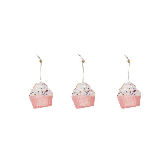 Addobbi albero di Natale Cupcake - Set da 3