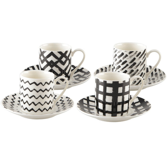 Tazzine da caffè bianco nero - Set da 4